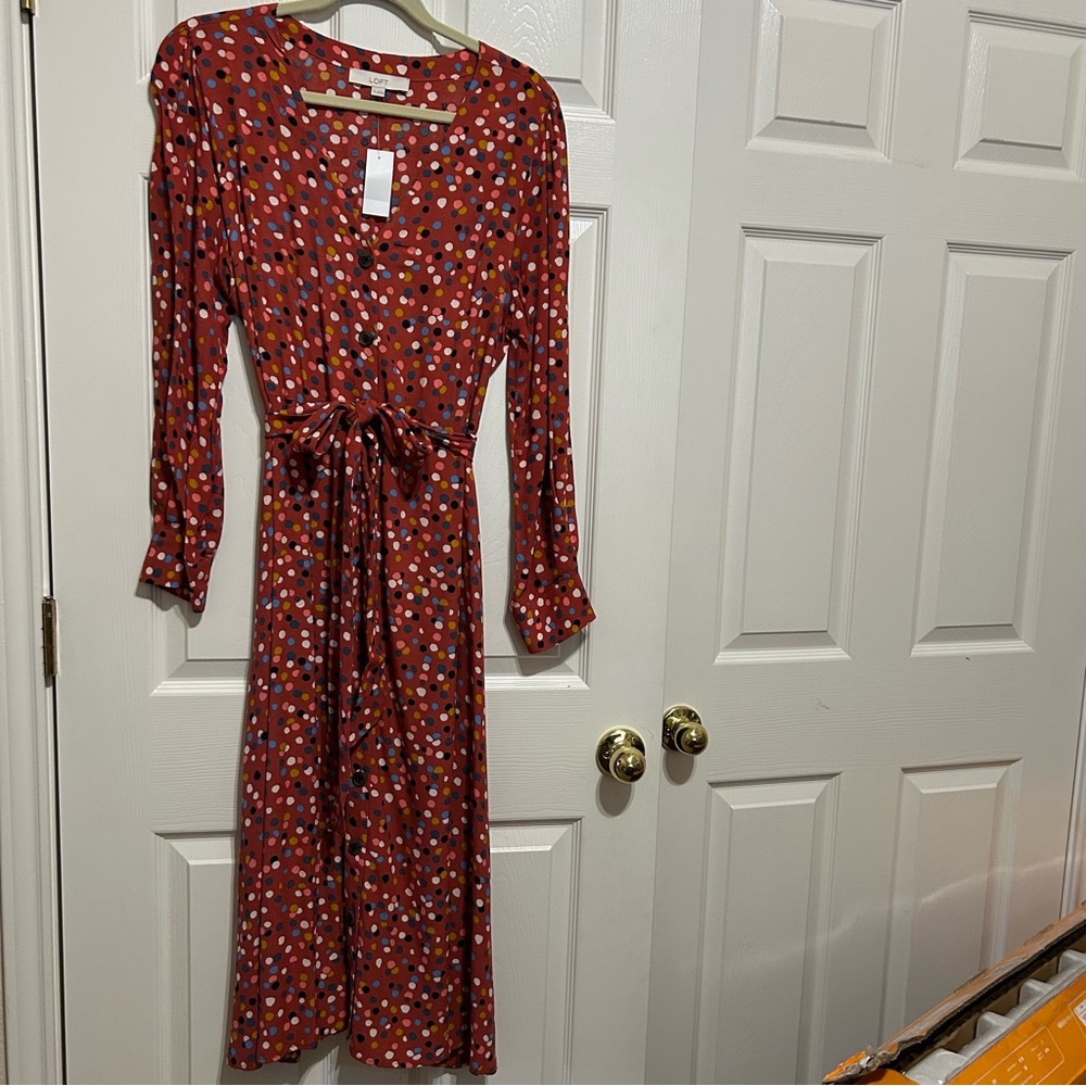 Loft Stylish Red Polka Dot Women's Dress